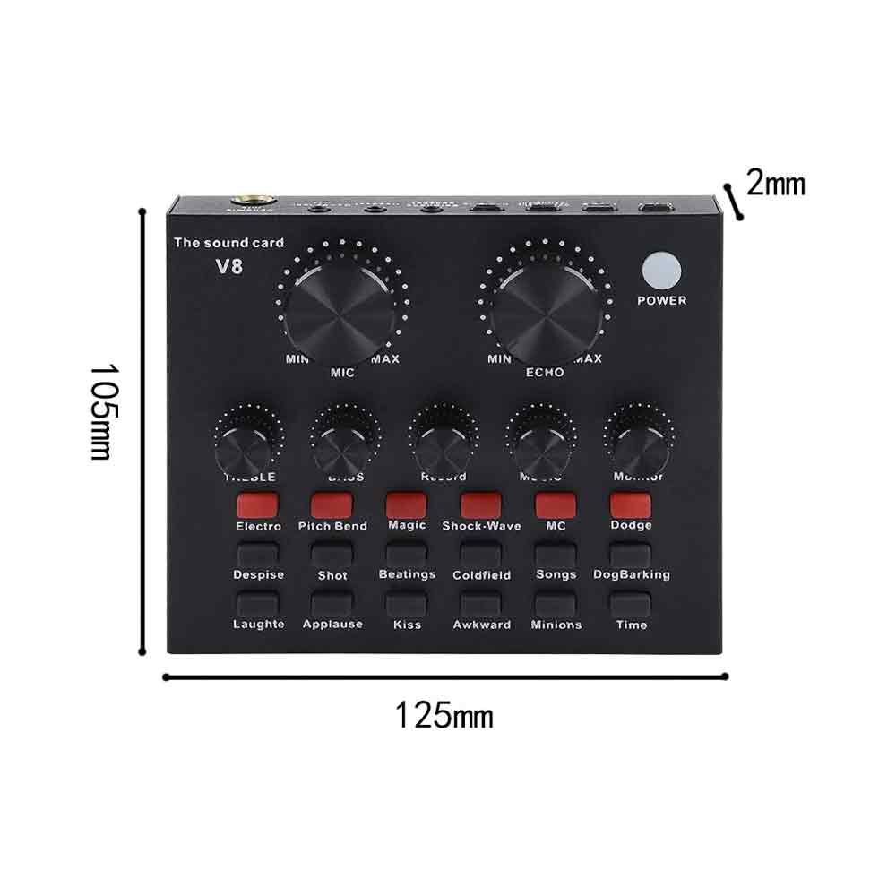 V8 USB External Sound Card Front View